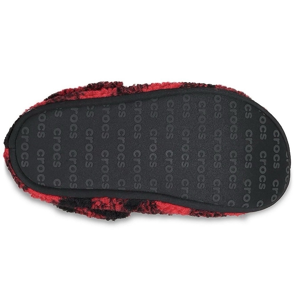 Crocs Slippers Sandals Shoes Buffalo Plaid Red Black Cozy Lined Womens Size 9 - Picture 4 of 4